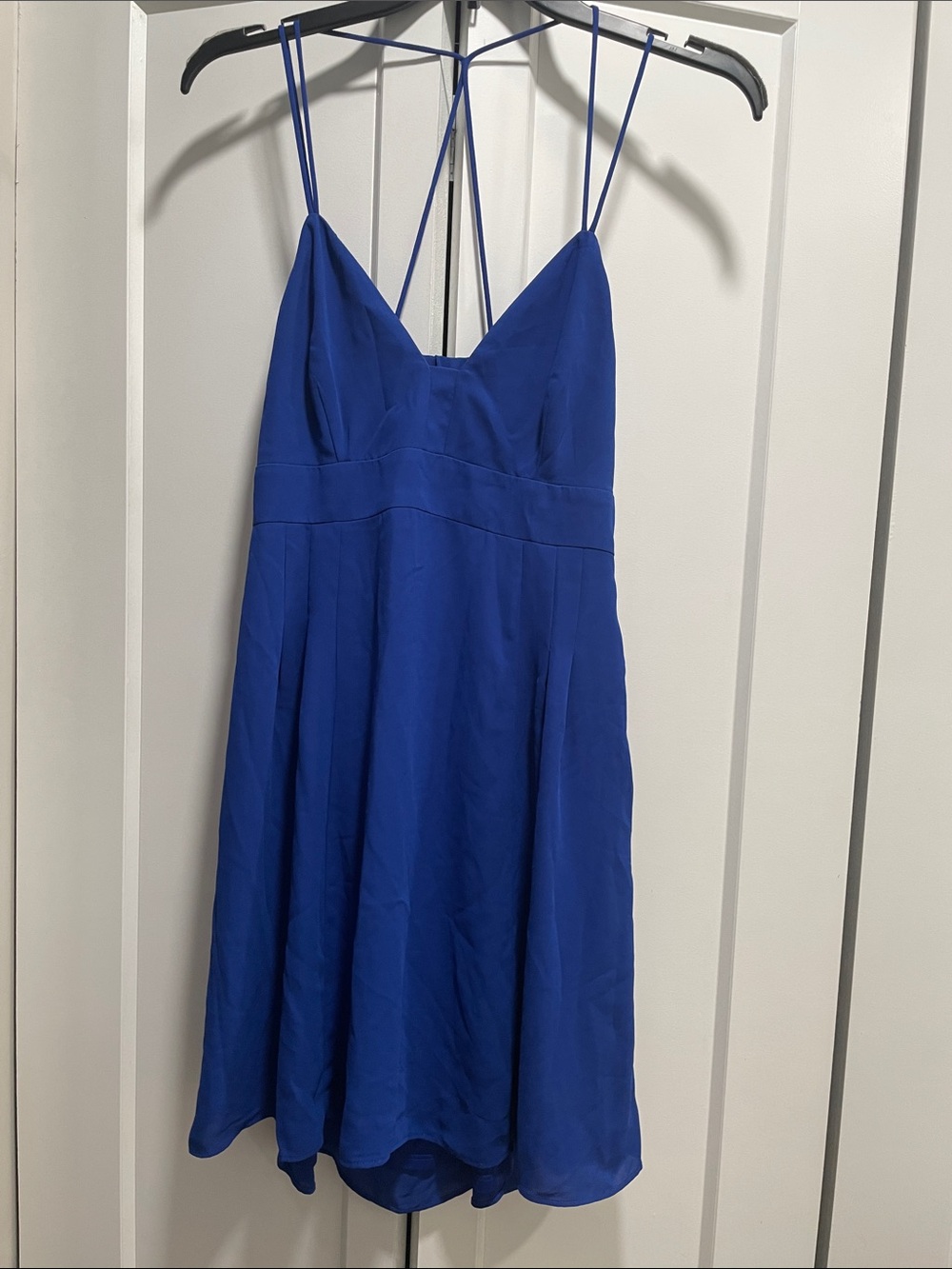 Express Royal Blue Spaghetti-Strap V-Neck Mini Dress